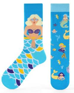 Kyopp Lustige Socken Herren Bunte Socken Damen Witzige Socken mit Motiv - Meerjungfrau von Kyopp
