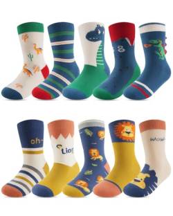 Kyopp Lustige Socken Kinder Jungen Funny Socken Blau Lustig Animals Cotton Socken mit motiv Unisex Kids Crew Socks 10 Pairs 25-28 von Kyopp