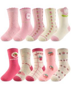 Kyopp Lustige Socken Kinder Mädchen Funny Socken Rosa Lustig Animals Cotton Socken mit motiv Crew Socks 10 Pairs 25-28 von Kyopp