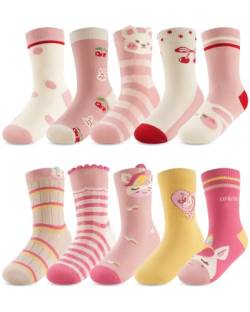 Kyopp Lustige Socken Kinder Mädchen Funny Socken Rosa Lustig Animals Cotton Socken mit motiv Crew Socks 10 Pairs 29-32 von Kyopp