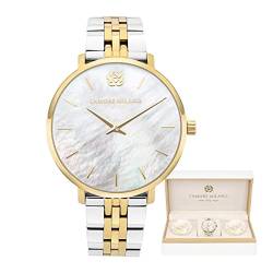 L'AMORE MILANO Damenuhr Rosenbox - Schönes Geschenk für Frauen - Hochwertige Armbanduhr Damen - Geschenkidee für Freundin & Mama - Elegante Bicolor Damen Uhr Gold Silber von L'AMORE MILANO