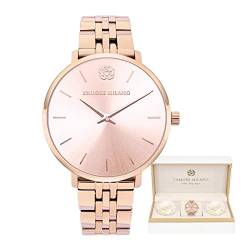 L'AMORE MILANO Damenuhr Rosenbox - Schönes Geschenk für Frauen - Hochwertige Armbanduhr Damen - Geschenkidee für Freundin & Mama - Elegante Damen Uhr Rosegold von L'AMORE MILANO