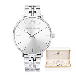 L'AMORE MILANO Damenuhr Rosenbox - Schönes Geschenk für Frauen - Hochwertige Armbanduhr Damen - Geschenkidee für Freundin & Mama - Elegante Damen Uhr Silber von L'AMORE MILANO