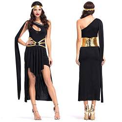 Halloween Cosplay griechische Göttin weiß edel weich Kleid Party Bühne arabische Prinzessin Kostüm Gr. Einheitsgröße, Schwarz von L Big Boss