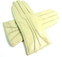 L E Leather Emporium Damen-Handschuhe, hochwertiges Echtleder, Größe L, cremefarben, cremefarben, 42 von L E
