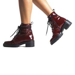 L'Intervalle Damen SIBBLE Combat Boots, Rot (Bordeaux Naplack 0023) von L'Intervalle