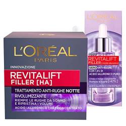 L'Oréal Paris Revitalift Filler Gesichtsserum mit aufpolsternder Wirkung + Revitalift Filler Revolumizing Anti-Falten Nacht-Gesichtsbehandlungscreme – 2 Behandlungen mit Hyaluronsäure von L'OREAL PARIS