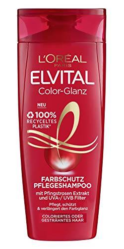 L'Oréal Paris Elvital Farbschutz Shampoo für coloriertes, getöntes oder gesträhntes Haar, Mit Pfingstrosen Extrakt und UVA-/UVB- Filter, Color Glanz Pflegeshampoo, 1 x 300 ml von L'ORÉAL