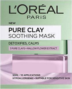 L'Oreal Paris Pure Clay Beruhigende & Detox Gesichtsmaske für empfindliche Haut, 50 ml von L'ORÉAL