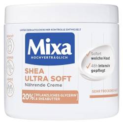Mixa Shea nährende Creme, für Gesicht, Körper & Hände mit 20% pflanzlichem Glycerin & Sheabutter für sehr trockene Haut, für die ganze Familie, pflegend & feuchtigkeitsspendend Shea Ultra Soft, 400ml von L'ORÉAL