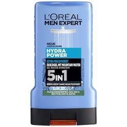 L'Oréal Men Expert Duschgel und Shampoo für Männer, Duschbad zur Reinigung von Körper,Herren Körperpflege für hydratisierte Haut mit Mountain Water,Hydra Power Mountain Water Duschgel, 1 x 250 ml von L'Oréal Men Expert