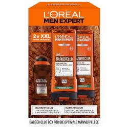 L'Oréal Men Expert Geschenk-Set für Männer mit XXL Duschgel und Deo Roll-On, Mit ätherischem Zedernholzöl, Herren Geschenkset, Barber Club Box, 2 x 400 ml, 1 x 50 ml von L'Oréal Men Expert