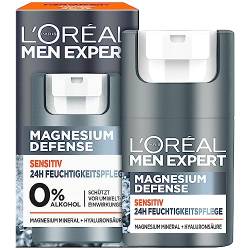 L'Oréal Men Expert Sensitiv Gesichtspflege für Männer, Beruhigende Feuchtigkeitscreme für empfindliche Haut, Gesichtscreme für Herren ohne Alkohol mit Hyaluronsäure, Magnesium Defense, 1 x 50 ml von L'Oréal Men Expert