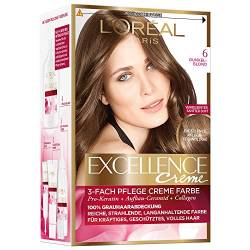 L'Oréal Paris Permanente Haarfarbe, 100 Prozent Grauhaarabdeckung, Haarfärbeset mit Coloration, Shampoo und 3-Fach Pflege Creme Farbe, Excellence Crème 6 Dunkelblond von L'Oréal Paris