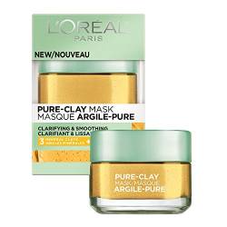 Tonerde Gesichtsmaske, L'Oreal Paris Skincare Pure Clay Gesichtsmaske mit Yuzu Zitrone für raue Haut zu klären und zu glätten, zu Hause Gesichtsmaske 10 oz von L'Oréal Paris