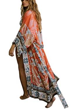 L-Peach Damen Baumwolle Kaftan Langes Kleid Strandkleid Bikini Coverups One Size … von L-Peach