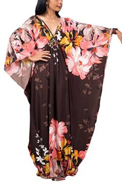 L-Peach Damen Bohemian Kaftan Maxi Loungewear Übergroße Nachthemd Homewear Strand Vertuschen Kleid von L-Peach