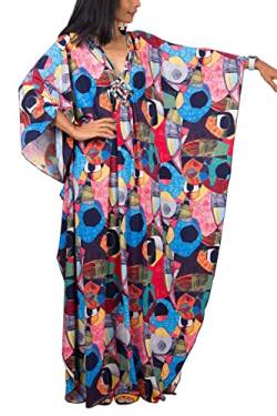 L-Peach Damen Bohemian Kaftan Maxi Loungewear Übergroße Nachthemd Homewear Strand Vertuschen Kleid von L-Peach