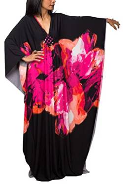 L-Peach Damen Bohemian Kaftan Maxi Loungewear Übergroße Nachthemd Homewear Strand Vertuschen Kleid von L-Peach