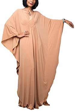 L-Peach Damen Bohemian Kaftan Maxi Loungewear Übergroße Nachthemd Homewear Strand Vertuschen Kleid von L-Peach