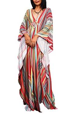 L-Peach Damen Bohemian Kaftan Maxi Loungewear Übergroße Nachthemd Homewear Strand Vertuschen Kleid von L-Peach