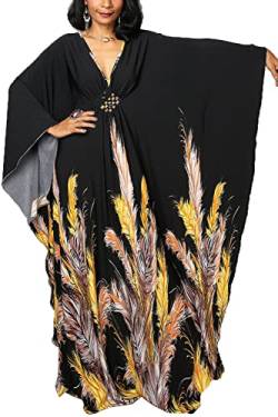 L-Peach Damen Bohemian Kaftan Maxi Loungewear Übergroße Nachthemd Homewear Strand Vertuschen Kleid von L-Peach