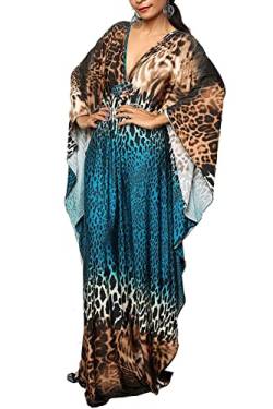 L-Peach Damen Bohemian Kaftan Maxi Loungewear Übergroße Nachthemd Homewear Strand Vertuschen Kleid von L-Peach