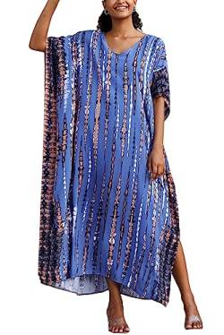 L-Peach Damen Bohemian Kaftan Nachthemd Langes Loungewear Strandkleid Vertuschungen Robe Sarong Pareo von L-Peach