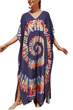 L-Peach Damen Bohemian Kaftan Nachthemd Langes Loungewear Strandkleid Vertuschungen Robe Sarong Pareo von L-Peach