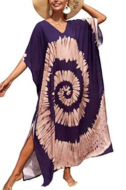 L-Peach Damen Bohemian Kaftan Nachthemd Langes Loungewear Strandkleid Vertuschungen Robe Sarong Pareo von L-Peach