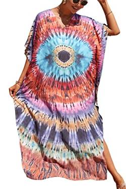 L-Peach Damen Bohemian Kaftan Nachthemd Langes Loungewear Strandkleid Vertuschungen Robe Sarong Pareo von L-Peach