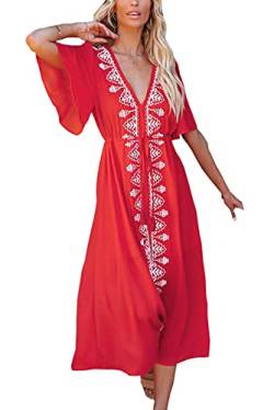 L-Peach Damen Loungewear Freizeitkleidung Sanft Kurzarm Nachtkleid Strandkleid Kaftan Kimono Cover ups von L-Peach