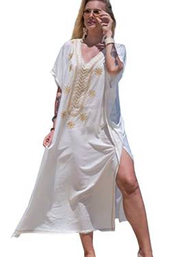 L-Peach Damen Stickerei Kaftan Loungewear Homewear Übergroße Kimono Maxi Strandkleid Cover Ups Robe … von L-Peach