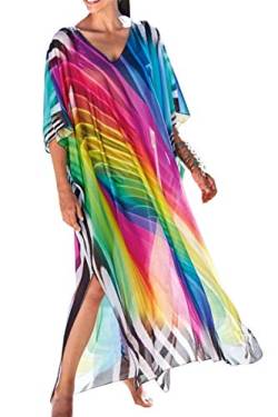 L-Peach Frauen Strand Caftan Übergroßes Nachthemd Bohomian Kimono Geräumige Nachtwäsche Biniki Vertuschungen Sarong Pareo von L-Peach