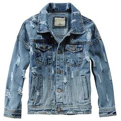 L SERVER Jungen Jeansjacke Kinder Mantel Langarm Denim Kleidung ReißVerschluss FrüHling Herbst Jeans Jacke Mantel,134-140 von L SERVER