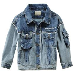 L SERVER Jungen Kinder Jeansjacke Mantel Langarm Denim übergangsjacke Frühling Mantel Jeans Jacke,Blau,152-158 von L SERVER