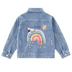 L SERVER Kinder Mädchen Jeansjacke Prinzessin Jacke Stilvoll Frühling Herbst Übergangsjacke mit Pailletten, Blau B, 134-140 von L SERVER