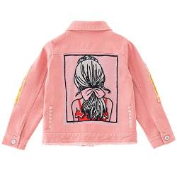 L SERVER Kinder Mädchen Jeansjacke Prinzessin Jacke Stilvoll Frühling Herbst Übergangsjacke mit Pailletten, Rosa, 116 von L SERVER