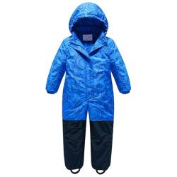 L SERVER Schneeanzug Kinder Jungen mit Kapuze Warme Skianzug Mädchen Winddichte und Wasserdichte Winter Skioverall, Blau, 116 von L SERVER