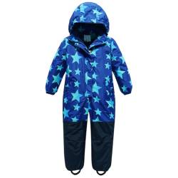 L SERVER Skianzug Kinder Mädchen mit Kapuze Winddichte und Wasserdichte Schneeanzug Jungen Warme Unisex Outdoor Skioverall, Blau, 116 von L SERVER