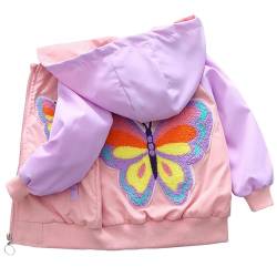 L SERVER Übergangsjacke Mädchen mit Kapuze Schmetterling Trenchcoat Kinder Frühling und Herbst Bequemer Mantel Stylische Baseball-Jacke, Rosa, 86 von L SERVER