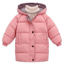 L SERVER Winterjacke Jungen mit Kapuze Winddichter Warmer Parka Kinder Mädchen Leichte Steppjacke Stylischer Wintermantel, Rosa, 116 von L SERVER