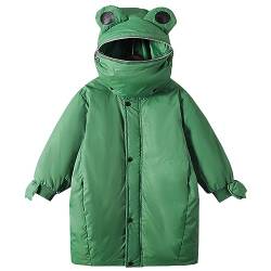 L SERVER Winterjacke Kinder Jungen Warmer und Winddichter Parka Mädchen Cartoon Frosch Steppjacke Längerer Dickerer Wintermantel, Grün, 116 von L SERVER