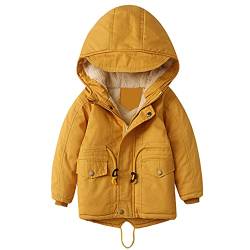 L SERVER Winterjacke für Jungen und Mädchen,warm Hoodie Outfits Dicke Mantel Baby Wintermäntel, Gelb(Verdickung), 122-128 von L SERVER