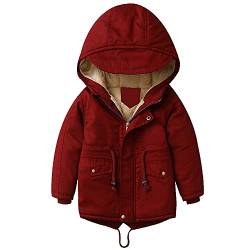 L SERVER Winterjacke für Jungen und Mädchen,warm Hoodie Outfits Dicke Mantel Baby Wintermäntel, Rot(Verdickung), 134-140 von L SERVER