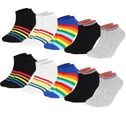 L&K-II 10 Paar Damen Sneakersocken Baumwolle Füßlinge kurze Socken Sommer Regenbogen 2150 39/42 von L&K-II