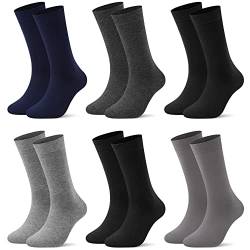 L&K-II 10 Paar Diabetikersocken für Herren ohne Naht ohne Gummibund Lange Socken Business-Socken Baumwolle Schwarz 2423 43-46 von L&K-II