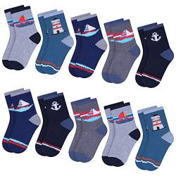 L&K-II 10 Paar Pack Jungen Socken Kindersocken mit niedlichen Mustern Mehrfarbig 2816 27/30 von L&K-II