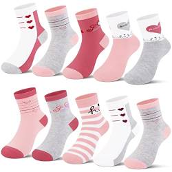 L&K-II 10er Kinder Mädchen socken mit niedlichen Mustern Sneakersocken Kids Füßlinge aus Baumwoll bunt 2823 27-30 von L&K-II