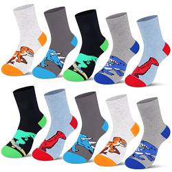 L&K-II 10er Pack Kinder Jungen Socken Hoher Baumwollanteil Dinosaurier Muster Mehrfarbig 2927 32-35 von L&K-II